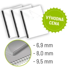 ZVÝHODNĚNÝ SET SPOTŘEBNÍHO MATERIÁLU - fólie PRESTIGE A4 150 mic čiré 300 ks + 3 balení kovových hřbetů