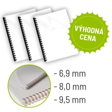 ZVÝHODNĚNÝ SET SPOTŘEBNÍHO MATERIÁLU - fólie PRESTIGE A4 150 mic čiré 300 ks + 3 balení kovových hřbetů
